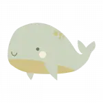 Süßer Wal als verspielte Illustration im Mamila Eltern-Kind-Café in Bretzfeld